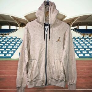 Nike Air Jordan Jumpman Hoodie Orange Peach Full Zip Up Sz Large Stains on back